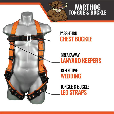 Full Body Safety Harness 3 Piece Fall Protection Kit With Tongue Buckle Legs 18 Inch D Ring Extender description