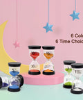 Colorful Sand Timer Set With Six Time Options 1 3 5 10 15 30 Minutes For Classroom Home Office Kitchen Protective Cover Multicolor