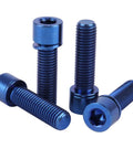 Top Shelf Grade 5 Titanium Hex Bolts M7 25 Millimeter Size With Included Flat Washers Built Tough Ride Ready Rust Proof Bike Hardware Upgrade Pack Of 4 Blue on display.