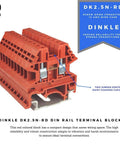Red UL Listed DIN Rail Terminal Block Kit With Ground Jumpers End Covers And End Brackets for 12 to 22 AWG Wire 20A 600V