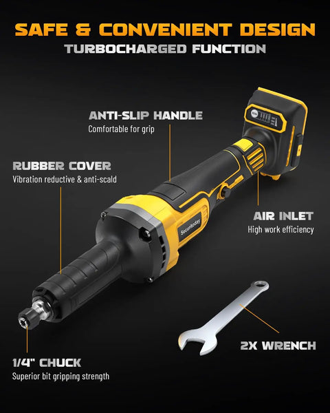 Built Different Cordless Die Grinder Compatible With Dewalt 20V Max Batteries features a 1/4 inch chuck and ergonomic design for comfort.