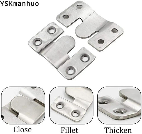 Beefy Heavy Duty Stainless Steel Flush Mount Brackets With Interlocking Clips For Picture Frames And Large Wall Displays, 4 Pairs