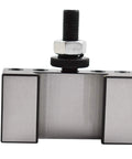 Hella Sturdy 250 101 Quick Change Tool Post Set For Mini Lathe And Metal Machining featuring a steel face holder with bolt and fixed sides.