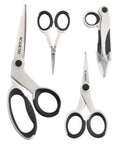 Heavy Duty Sewing Scissors Set All Purpose 8 Inch Fabric Scissors, 5 Inch Embroidery Snips, 4 Inch Detail Scissors, 5 Inch Thread Snips For Sewing Quilting Tailoring Dressmaking Craft Projects, white and black