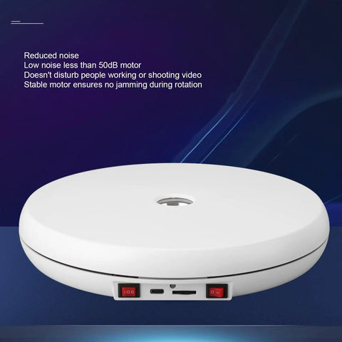 Stunning 25 Cm Electric Rotating Display Stand With Led Light. Quiet motorized base ensuring smooth rotation and low noise.
