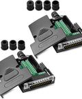 DB25 Solderless Male Adapter For RS232 D Sub Serial To 25 Pin Port Connector To Terminal Connector Signal Module Includes Case With Long Bolts And Nuts 2 Male