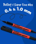 Electricians Markers Twin Nib Pro Grade Series Non Conductive Ink And Barrel Black 0.4mm Fine And 1.0mm Bullet Tips