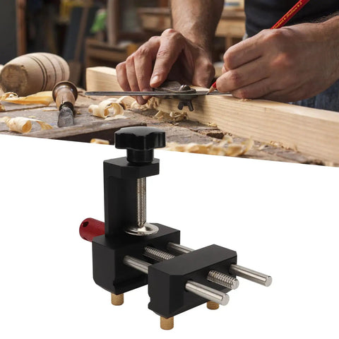 Pro Grade Table Clamp Vise For Woodworking, hands using woodworking tools with portable bench vise in foreground