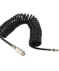 Flexible Coiled Air Hose With Fast Plug N Play Connector For Car Motorcycle Tire Inflation Pump Lightweight Pu Steel Tube Anti Kink 16 Feet Heavy Duty No More Tangles Air Compressor Extension Garage Workshop Smooth Ride Tool Mechanics Crew, black coiled hose