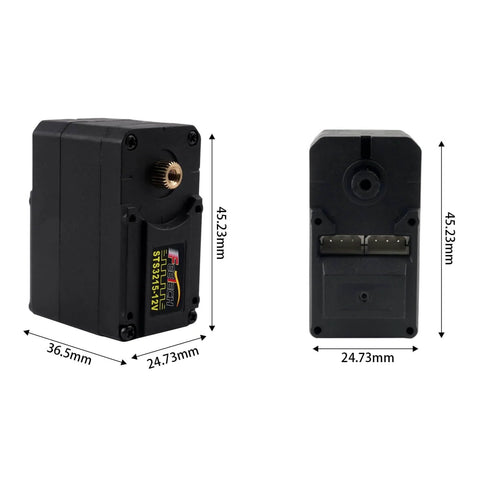 Beefy 30KG High Torque 12V Continuous Rotation Servo dimensions front and side view with measurements