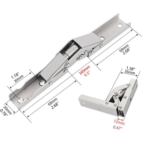 Two Pack 90 Degree Folding Shelf Hinges for Kitchen Cabinet Doors Compact Design Easy Install Space Saving Cabinet Hardware Durable Aluminum Hinges