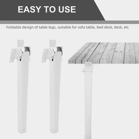 Four Pack White Plastic Adjustable Furniture Legs With Built Tough Iron Frame, Easy Install for multipurpose table use