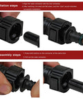 Installation and disassembly steps for Two Pack Nylon Fuel Line Quick Connectors With Seal Ring, 3/8 To 5/16 Inch.