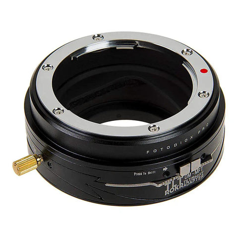 Tilt Shift Lens Mount Adapter For Olympus OM Lenses To Micro Four Thirds Bodies With 20mm Shift, 10 Degree Tilt, 360 Degree Rotation, Built In Adjustment, Pro Grade Craft For Vintage Glass On Modern Mirrorless, black metal adapter