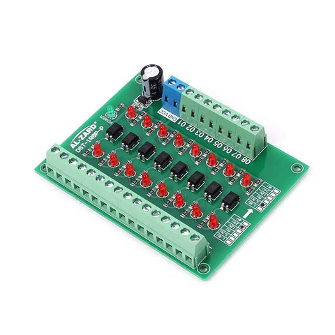 8 Channel Voltage Level Converter Module From 24V To 3V3 For MCU And PLC PNP NPN Signal Translator Fast 20KHz Conversion Handy PCB Board For DIY Pros Everyday featuring red LED indicators and terminal blocks.