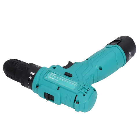 Heavy Duty Cordless Drill With Dope Torque And High Speed Rotation For Wood Aluminum Steel Built Different To Handle Any Yard Work Run Smooth And Deliver Serious Kick Without Burning Out All Weekend. Close-up of the turquoise drill showcasing its ergonomic design and chuck.