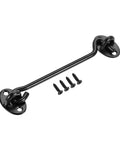 Hook Lock Snap Latch for Gate Cabin Revolving Door Window 201 with Screws in black finish with mounting screws laid beside.
