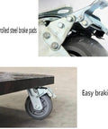 Badass Heavy Duty Silent Rubber Caster Wheels With Fixed Industrial Brakes showing cold rolled steel brake pads and easy braking action.