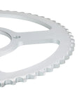 Close-up of 420 60T Stainless Steel Sprocket for Tuttio Tutti Soleil 01 Electric Dirt Bike Ebike, showing teeth detail.