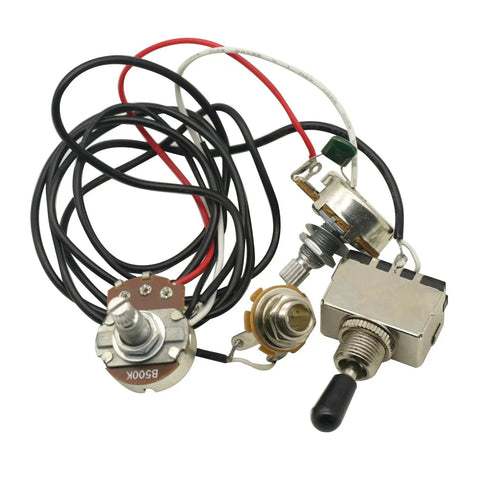 Electric Guitar Wiring Harness With 3 Way Toggle Switch 1 Volume 1 Tone Two 500K Pots Strat Style Prewired Harness for body mount