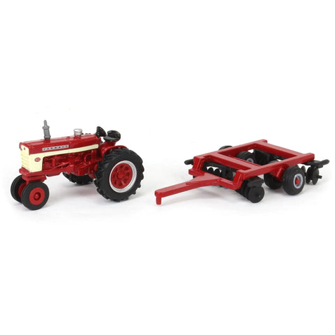1/64 Scale Farmall 460 Tractor With Disk Diecast Toy For Kids 3 Plus Free Rolling Rubber Wheels Pin Hitch Attachable Disk
