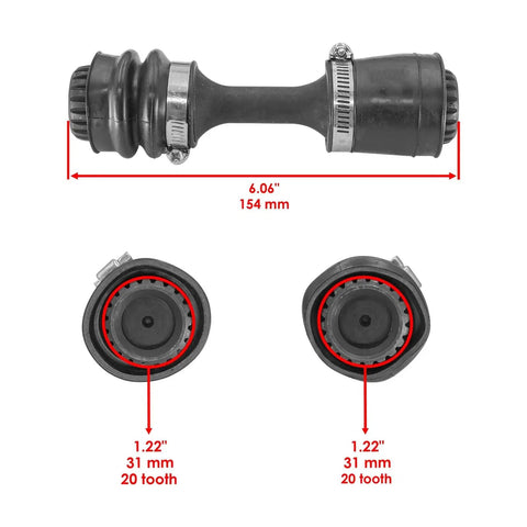Heavy Duty Front Differential Drive Shaft Kit With Coupling Sleeve And Wear Ring For Can Am Outlander Renegade, 6.06 inch length.