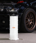 VEVOR 6.5L manual fluid extractor pump, white plastic cylinder with black lid and handle (front view)