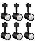 LED Track Lighting Heads Pack Of 6 For Real, 6.5W Each, 24 Degree Beam, Black, 4000K Neutral White, J Type Compatible