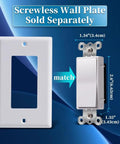 Single Pole Decorator Light Switch 15A 120V 277V Paddle Rocker On Off Wall Switch Residential Grade White UL CUL Certified 2 Pack