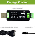 Industrial USB To RS485 Converter Two Pack With Original FT232RL Chip And SP485EEN Protection Circuitry Lightningproof Resettable Fuse ESD And TVS Protection For Rugged Industrial Control Gear, USB-RS485 adapter with cable and screwdriver