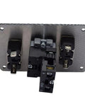Back view of 3 In 1 Universal 12V Racing Ignition Switch Panel with red start button, on off toggle, carbon fiber, metal parts