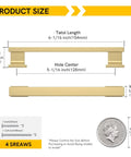 Gold Brushed Cabinet Handle Set Of 20 With Five Inch Center To Center Square Pulls product size details and dimensions