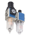 Compact Pro Grade FRL Unit with regulator and lubricator, oil separation, water separator for pneumatic tools, manual drainage