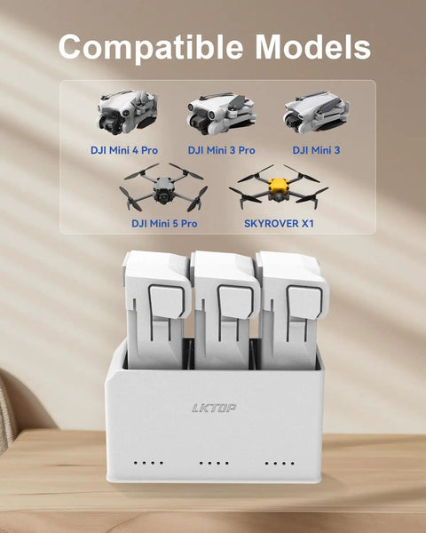 Beefed Up All In One Mini Drone Battery Charging Hub 37W Fast USB C Charger for DJI Mini 5 4 3 Series, Skyrover X1 models shown