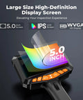 Two Way Articulating Borescope With Light, highlighting 5 Inch IPS screen display features for inspection use.