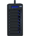 Slick Eight Bay Raid Storage Tower With Hot Swap Disk Slots and LCD panel, designed for high-density data storage.