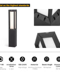 Landscape Path Light 32 Inch Outdoor Bollard Aluminum 8W 800LM LED Lighting For Lawn Patio Courtyard Driveway And Garden Weatherproof Frosted Finish Wired 100 240V Residential Outdoor Lighting, details of structure and material shown