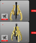 Kickass Small Gear Puller And Bearing Extractor Tool showing 2-claw and 3-claw configurations for versatile use.