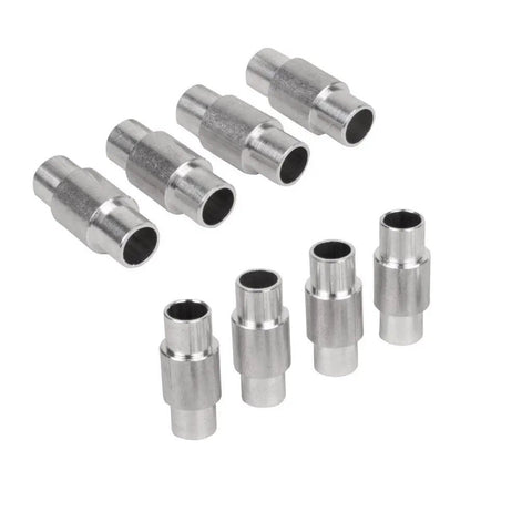 Aluminum Inline Skate Spacers 8 Pack For 6mm Axles And 8mm Bearings, shown in two rows, for smoother spin and heavy sessions