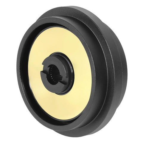 Dope Quick Release Short Hub Steering Wheel Adapter With 6X70mm Bolt Pattern And Clean Black Finish For Honda Civic Acura Integra JDM Drift Or Daily Driving Rig, close-up view of black and gold metal construction.