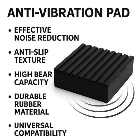 Four Pack Heavy Duty Anti Vibration Pads Made From Solid Rubber Four By Four By One Inches for noise dampening and slip resistant support