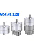 CRB2BW Pneumatic Rotary Actuator Cylinder set displaying various sizes, engineered for smooth 180 degree rotations and tight tolerances.