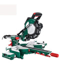 Slick Kickass 8 Inch Electric Miter Saw With Smooth Sliding Table For Lightning Fast Mini Wood Cutting And Easy Household Carpentry Jobs Built Tough And Ready To Roll Hard, showing aluminum alloy body.