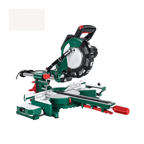 Slick Kickass 8 Inch Electric Miter Saw With Smooth Sliding Table For Lightning Fast Mini Wood Cutting And Easy Household Carpentry Jobs Built Tough And Ready To Roll Hard, showing aluminum alloy body.