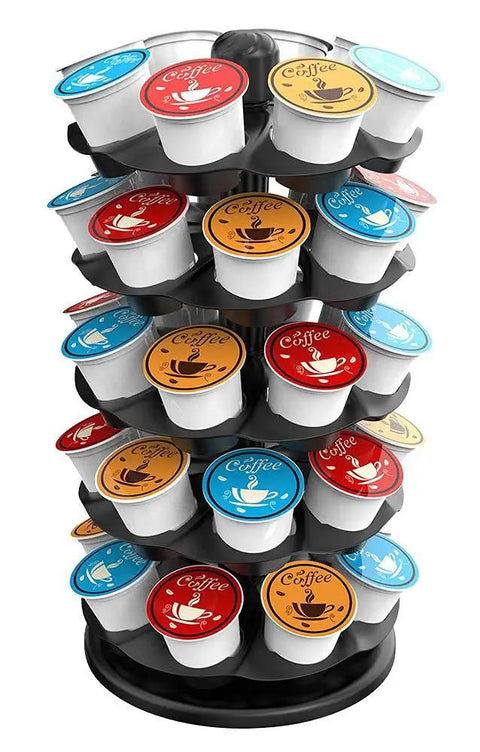 40 Pod Coffee Carousel Organizer For K Cup Pods Compatible With All Brands Five Tier Display Holds Eight Pods Per Tier