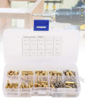 M2.5 Brass Standoff Spacer Kit With Pro Grade 180 Piece Hex Pillar Nut And Screw Set For Electronics, 3D Printer And PC Motherboard Mounting Hardware, Brass Construction, Includes 10 Sizes, open case with brass spacers and screws