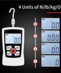 Dead Nuts Digital Hardness Tester And Push Pull Gauge Meter featuring auto backlight and buzzer, displaying N, kg, lb, Oz units.