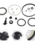 Vertical 8 Ton Hydraulic Jack Repair Kit With Oil Seal Rings For Industrial Mechanical Power Transmission Applications Heavy Duty Lifting Kit With Beefy Seals And Long Lasting Components, including various black and white seals and rings on white background.