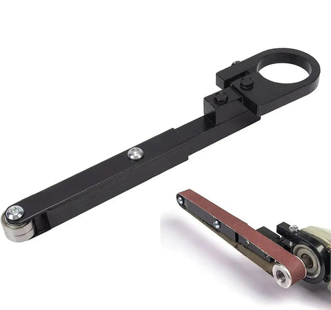 Upgrade Your Angle Grinder With This Solid Belt Sander Converter For Woodworking. Adjustable black metal sander attachment.