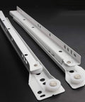 Heavy-Duty Drawer Slides For Wood Drawers And Office Furniture, Smooth 2-Section Roller Rails With Partial Extension, 35kg Load Capacity, Durable Metal Hardware, Easy Install, 1 Pair white metal drawer slides